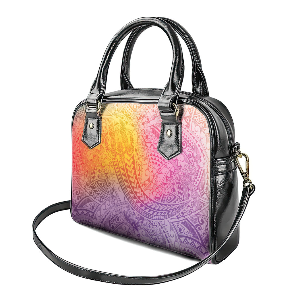 Hawaiian Turtles and Leis Shoulder Handbag Tribal Kakau Pattern Magical Rainbow Sky LT03 - Polynesian Pride