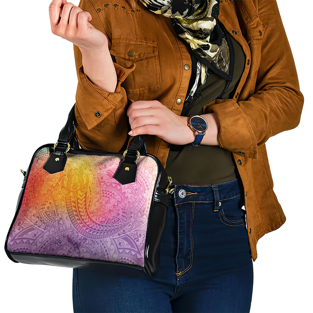 Hawaiian Turtles and Leis Shoulder Handbag Tribal Kakau Pattern Magical Rainbow Sky LT03 - Polynesian Pride