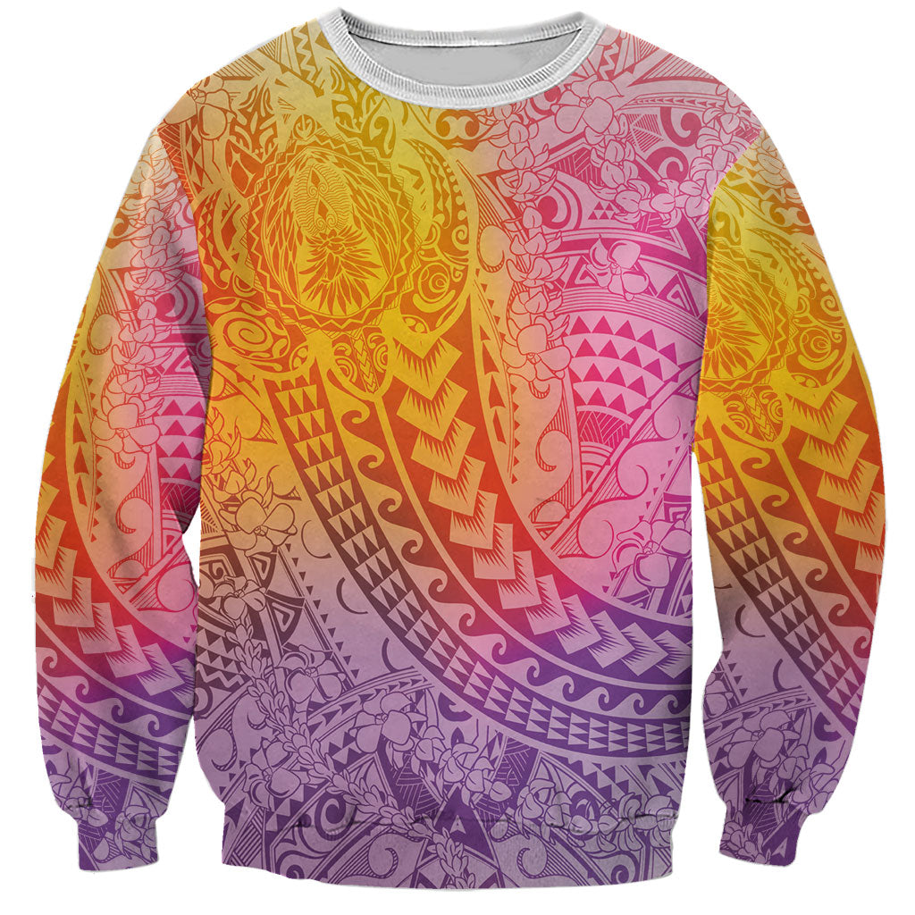 Hawaiian Turtles and Leis Sweatshirt Tribal Kakau Pattern Magical Rainbow Sky LT03 Unisex Multicolor - Polynesian Pride
