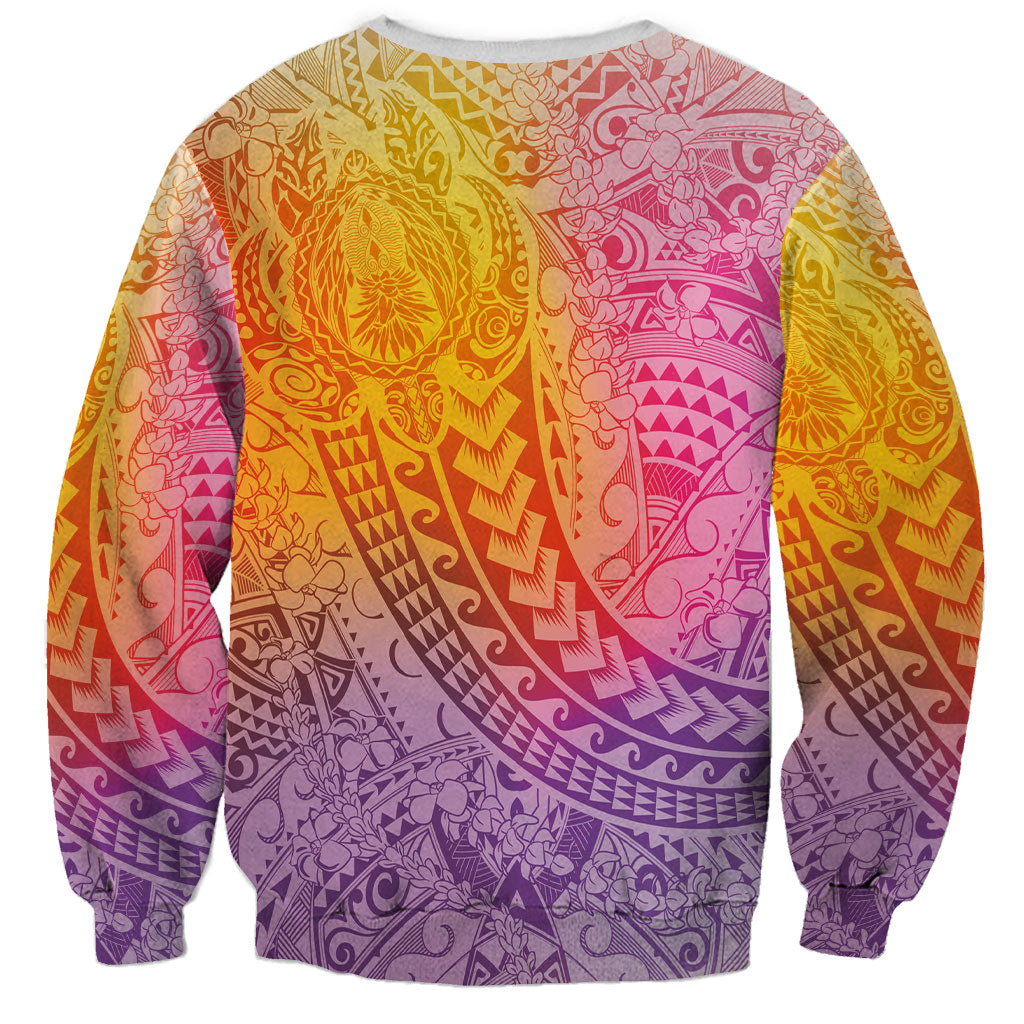 Hawaiian Turtles and Leis Sweatshirt Tribal Kakau Pattern Magical Rainbow Sky LT03 - Polynesian Pride