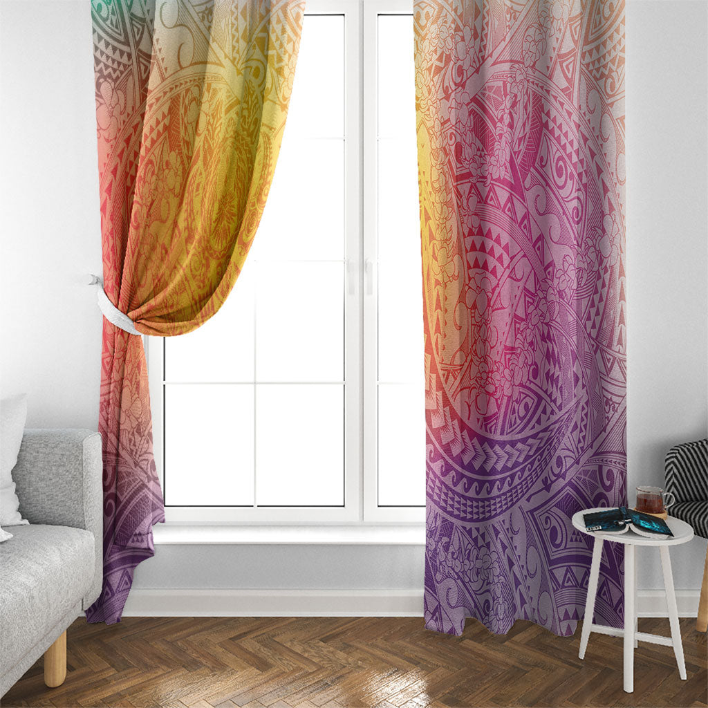 Hawaiian Turtles and Leis Window Curtain Tribal Kakau Pattern Magical Rainbow Sky LT03 - Polynesian Pride