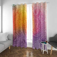 Hawaiian Turtles and Leis Window Curtain Tribal Kakau Pattern Magical Rainbow Sky LT03 With Grommets Multicolor - Polynesian Pride
