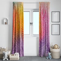 Hawaiian Turtles and Leis Window Curtain Tribal Kakau Pattern Magical Rainbow Sky LT03 - Polynesian Pride