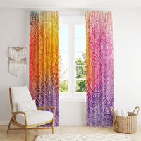 Hawaiian Turtles and Leis Window Curtain Tribal Kakau Pattern Magical Rainbow Sky LT03 - Polynesian Pride