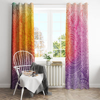 Hawaiian Turtles and Leis Window Curtain Tribal Kakau Pattern Magical Rainbow Sky LT03 - Polynesian Pride
