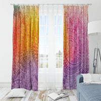 Hawaiian Turtles and Leis Window Curtain Tribal Kakau Pattern Magical Rainbow Sky LT03 - Polynesian Pride