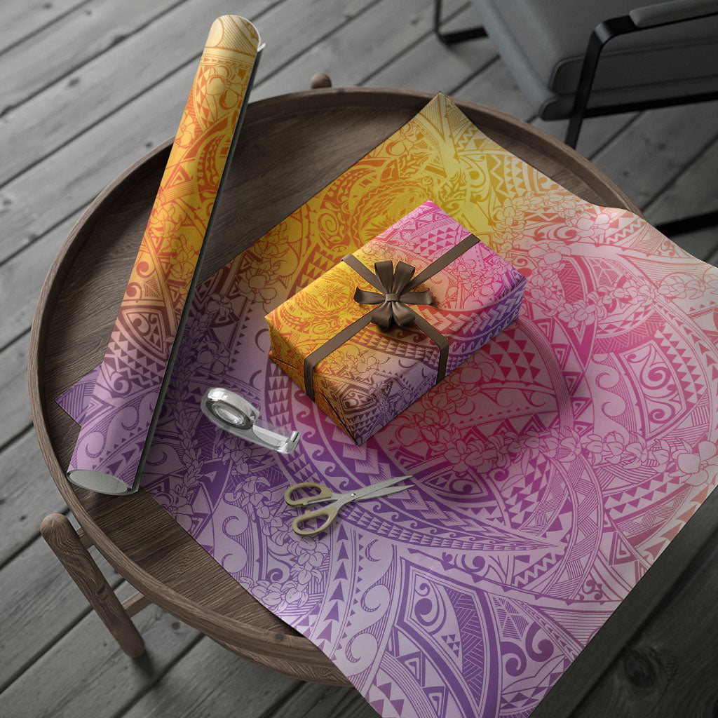 Hawaiian Turtles and Leis Wrapping Paper Tribal Kakau Pattern Magical Rainbow Sky LT03 - Polynesian Pride