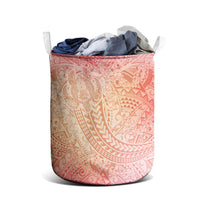 Hawaiian Turtles and Leis Laundry Basket Tribal Kakau Pattern Peach Fuzz Color LT03 - Polynesian Pride