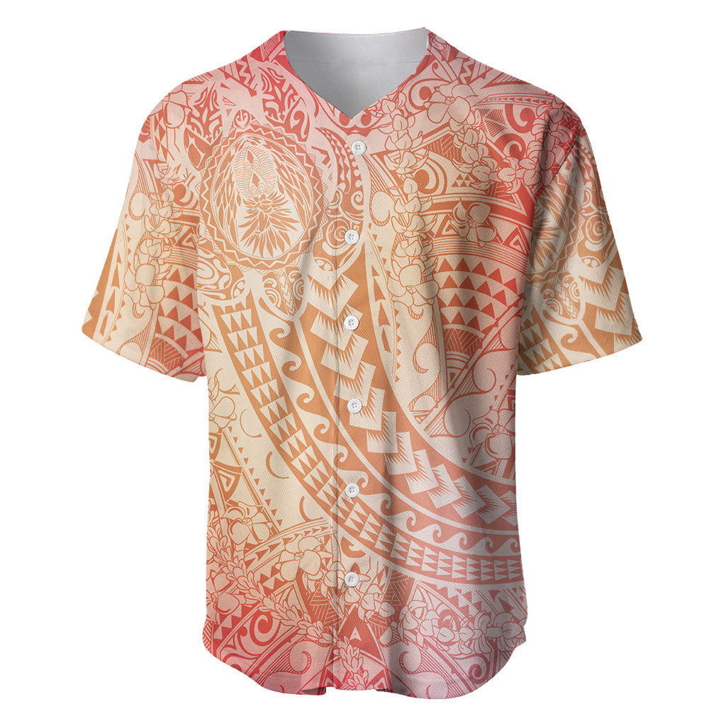 Hawaiian Turtles and Leis Baseball Jersey Tribal Kakau Pattern Peach Fuzz Color LT03 Peach Fuzz - Polynesian Pride