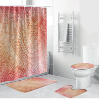 Hawaiian Turtles and Leis Bathroom Set Tribal Kakau Pattern Peach Fuzz Color LT03 Bathroom Set (4 pcs) Peach Fuzz - Polynesian Pride