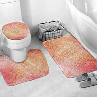 Hawaiian Turtles and Leis Bathroom Set Tribal Kakau Pattern Peach Fuzz Color LT03 Mat Set Only (3 pcs) One Size Peach Fuzz - Polynesian Pride
