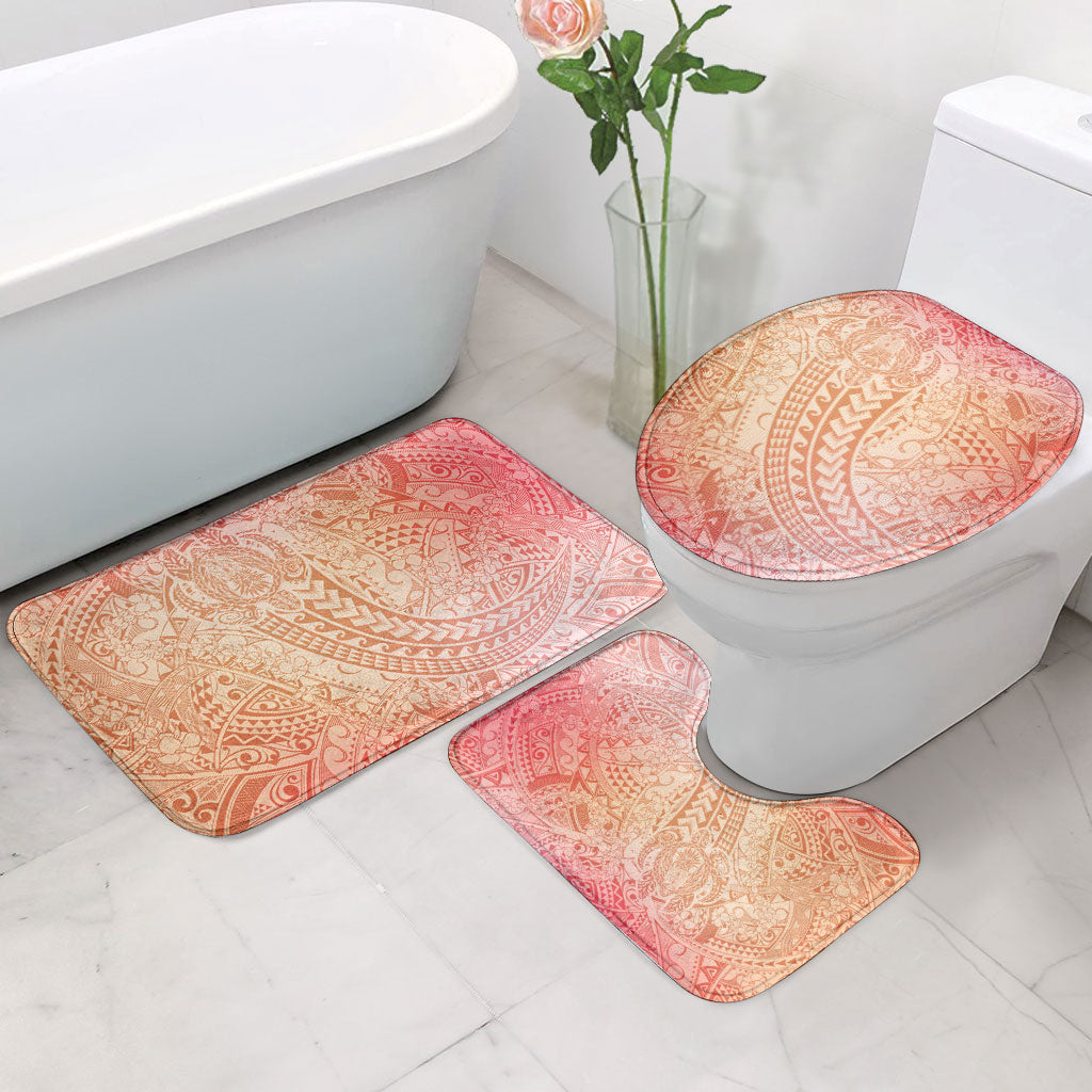 Hawaiian Turtles and Leis Bathroom Set Tribal Kakau Pattern Peach Fuzz Color LT03 - Polynesian Pride