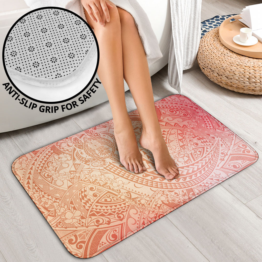 Hawaiian Turtles and Leis Bathroom Set Tribal Kakau Pattern Peach Fuzz Color LT03 - Polynesian Pride