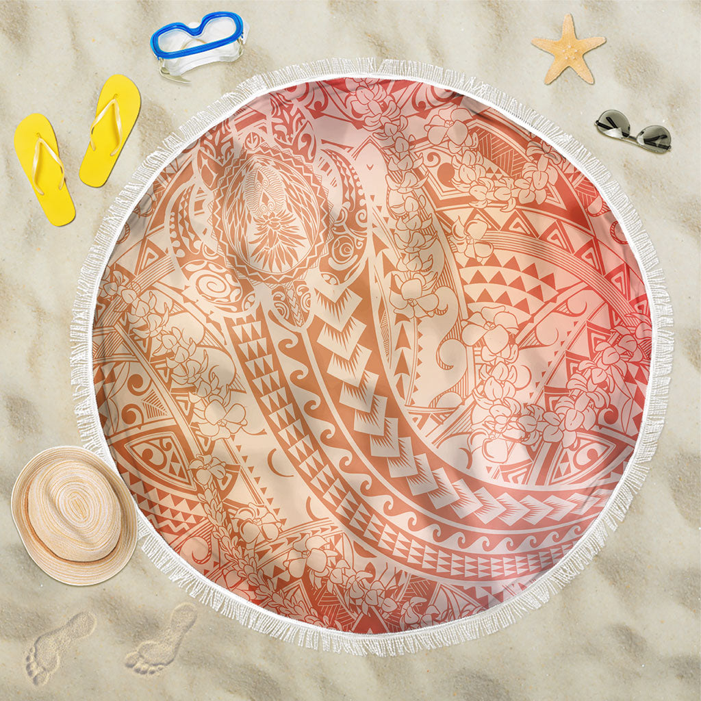 Hawaiian Turtles and Leis Beach Blanket Tribal Kakau Pattern Peach Fuzz Color LT03 One Size 150cm Peach Fuzz - Polynesian Pride