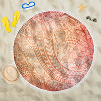 Hawaiian Turtles and Leis Beach Blanket Tribal Kakau Pattern Peach Fuzz Color LT03 One Size 150cm Peach Fuzz - Polynesian Pride
