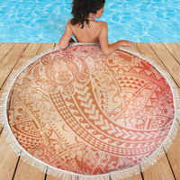 Hawaiian Turtles and Leis Beach Blanket Tribal Kakau Pattern Peach Fuzz Color LT03 - Polynesian Pride