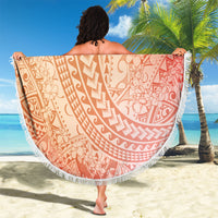 Hawaiian Turtles and Leis Beach Blanket Tribal Kakau Pattern Peach Fuzz Color LT03 - Polynesian Pride