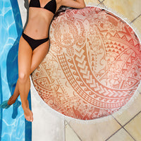 Hawaiian Turtles and Leis Beach Blanket Tribal Kakau Pattern Peach Fuzz Color LT03 - Polynesian Pride