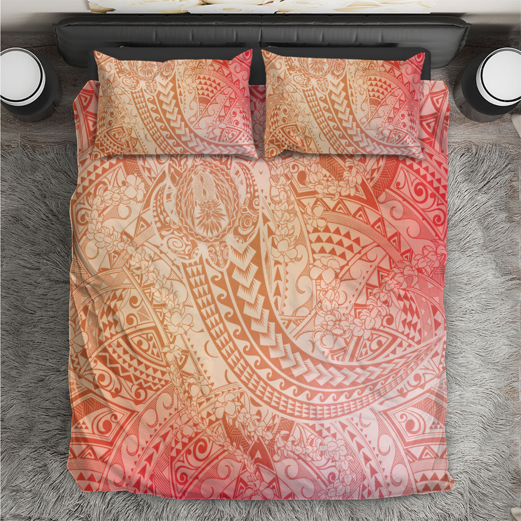 Hawaiian Turtles and Leis Bedding Set Tribal Kakau Pattern Peach Fuzz Color LT03 Peach Fuzz - Polynesian Pride