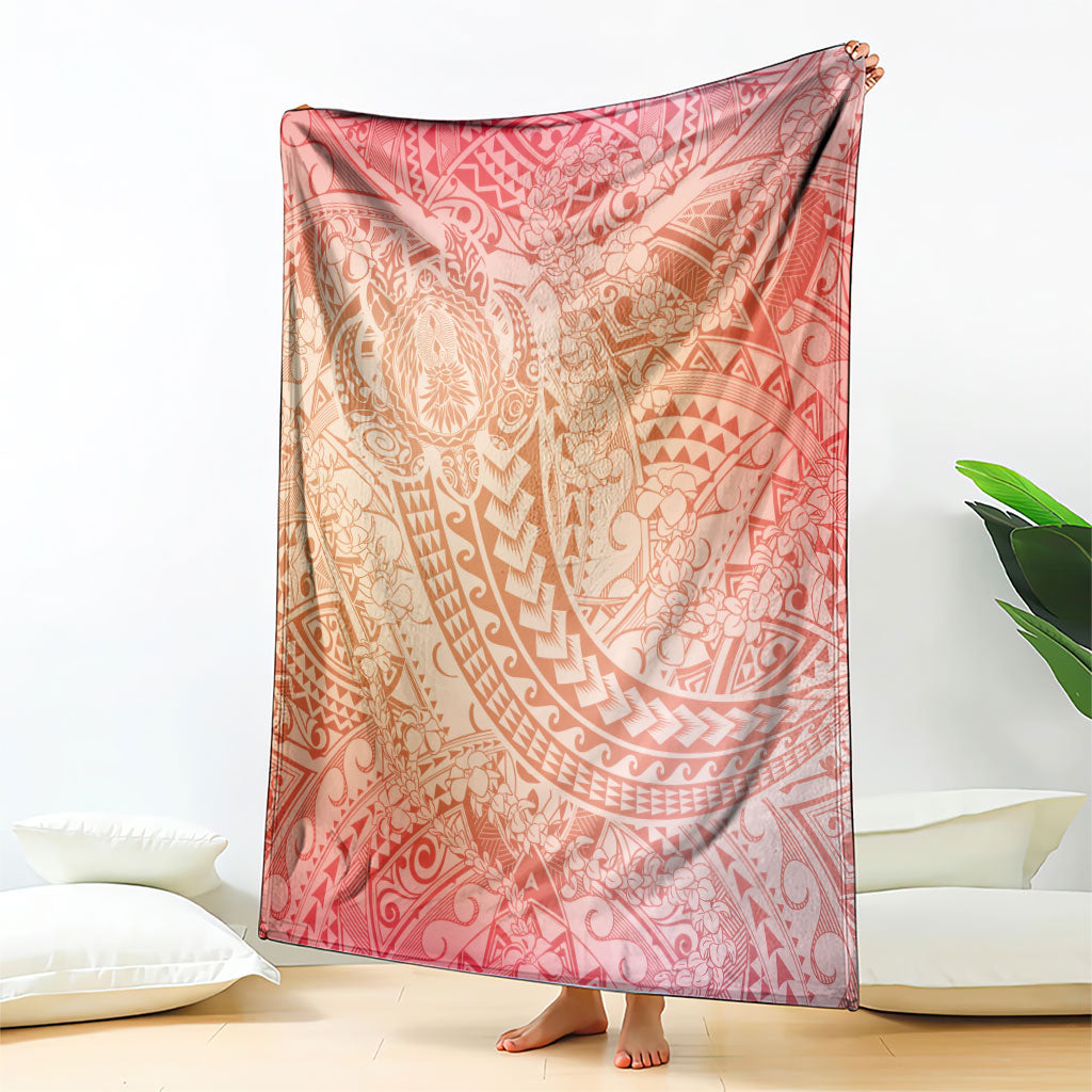 Hawaiian Turtles and Leis Blanket Tribal Kakau Pattern Peach Fuzz Color LT03 - Polynesian Pride