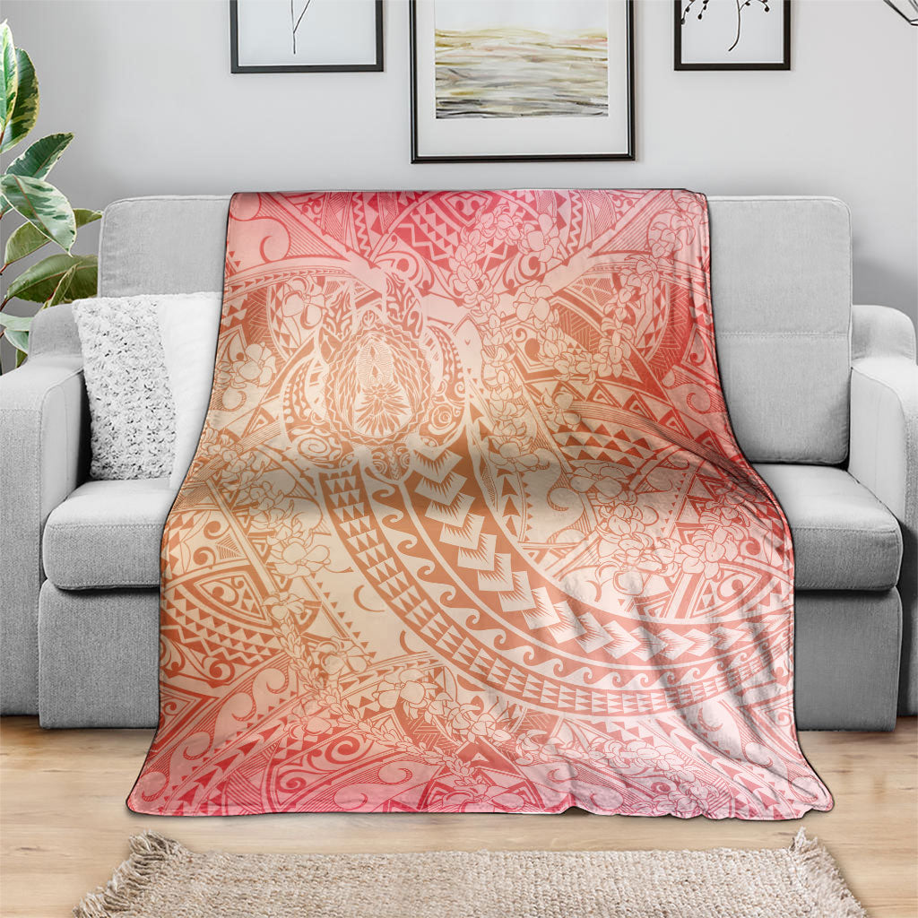 Hawaiian Turtles and Leis Blanket Tribal Kakau Pattern Peach Fuzz Color LT03 - Polynesian Pride