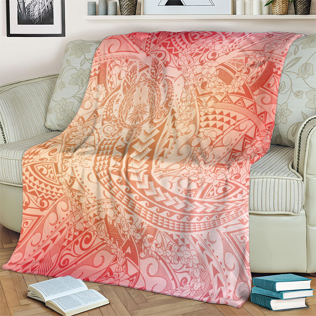 Hawaiian Turtles and Leis Blanket Tribal Kakau Pattern Peach Fuzz Color LT03 - Polynesian Pride