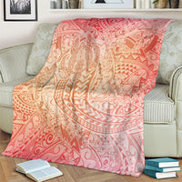 Hawaiian Turtles and Leis Blanket Tribal Kakau Pattern Peach Fuzz Color LT03 - Polynesian Pride
