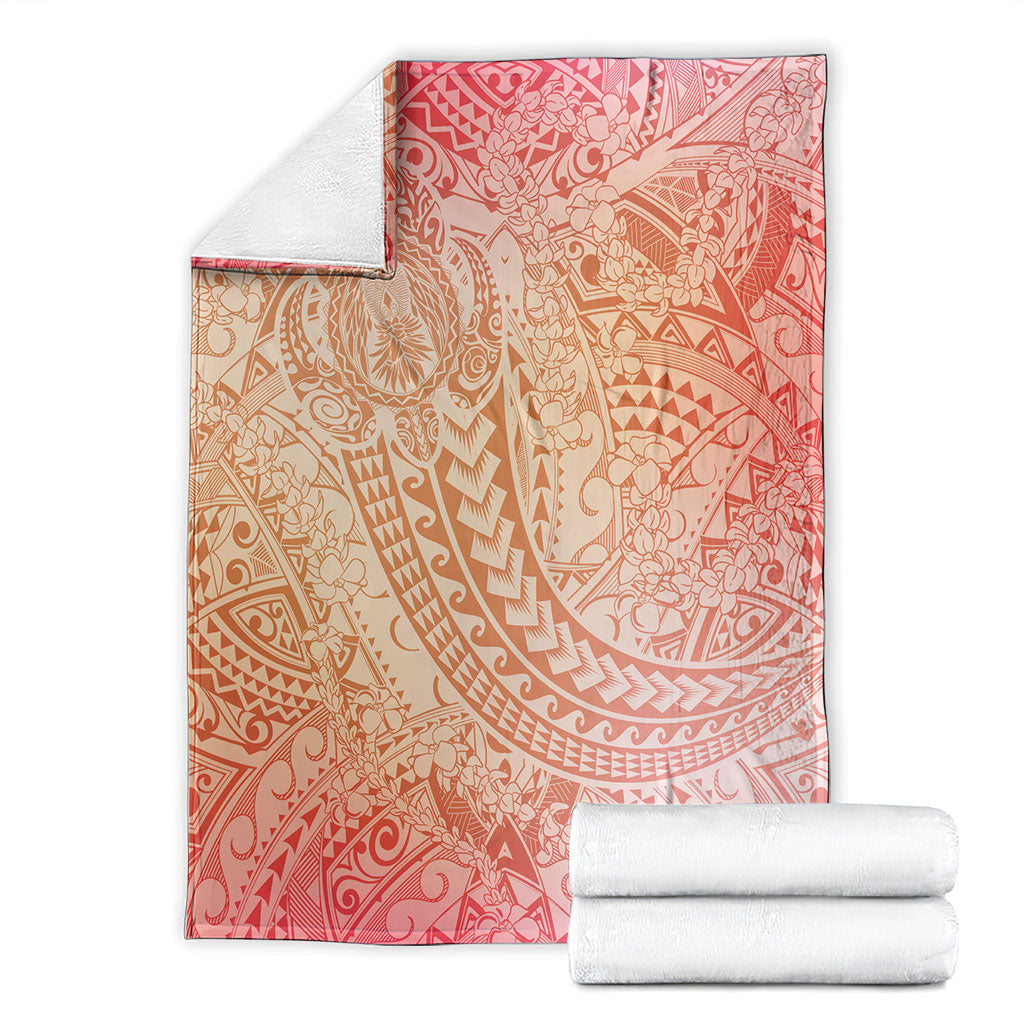 Hawaiian Turtles and Leis Blanket Tribal Kakau Pattern Peach Fuzz Color LT03 - Polynesian Pride