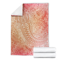 Hawaiian Turtles and Leis Blanket Tribal Kakau Pattern Peach Fuzz Color LT03 - Polynesian Pride