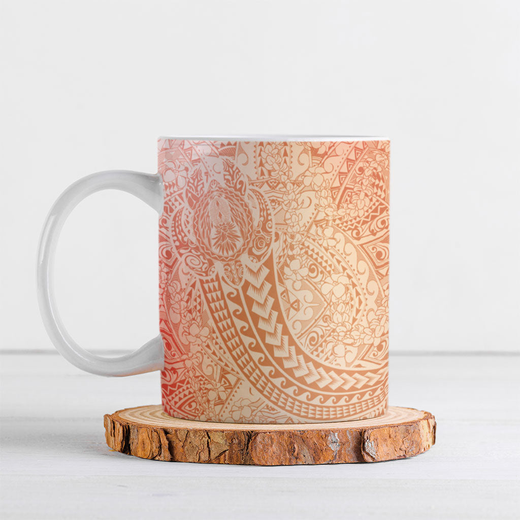 Hawaiian Turtles and Leis Ceramic Mug Tribal Kakau Pattern Peach Fuzz Color LT03 Peach Fuzz - Polynesian Pride