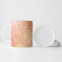 Hawaiian Turtles and Leis Ceramic Mug Tribal Kakau Pattern Peach Fuzz Color LT03 - Polynesian Pride