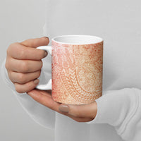 Hawaiian Turtles and Leis Ceramic Mug Tribal Kakau Pattern Peach Fuzz Color LT03 - Polynesian Pride