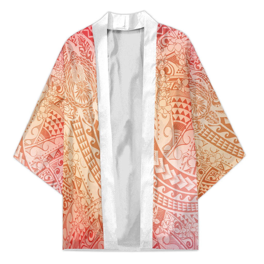 Hawaiian Turtles and Leis Kimono Tribal Kakau Pattern Peach Fuzz Color LT03 Unisex Peach Fuzz - Polynesian Pride
