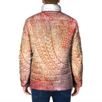 Hawaiian Turtles and Leis Padded Jacket Tribal Kakau Pattern Peach Fuzz Color LT03 - Polynesian Pride