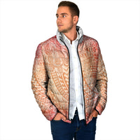 Hawaiian Turtles and Leis Padded Jacket Tribal Kakau Pattern Peach Fuzz Color LT03 - Polynesian Pride