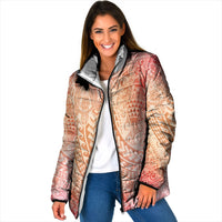 Hawaiian Turtles and Leis Padded Jacket Tribal Kakau Pattern Peach Fuzz Color LT03 Women Peach Fuzz - Polynesian Pride