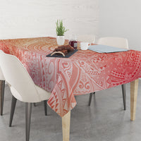 Hawaiian Turtles and Leis Tablecloth Tribal Kakau Pattern Peach Fuzz Color LT03 - Polynesian Pride
