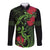 New Zealand Chameleon and Gecko Long Sleeve Button Shirt Maori Silver Fern and Pohutukawa Decoration