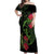 New Zealand Chameleon and Gecko Off Shoulder Maxi Dress Maori Silver Fern and Pohutukawa Decoration