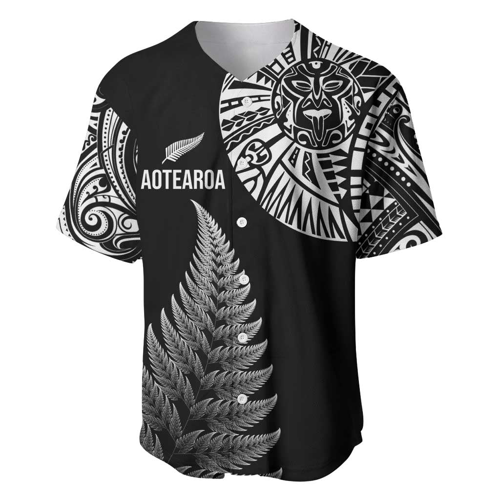 Personalised New Zealand Maori Art Tattoo and Silver Fern Baseball Jersey