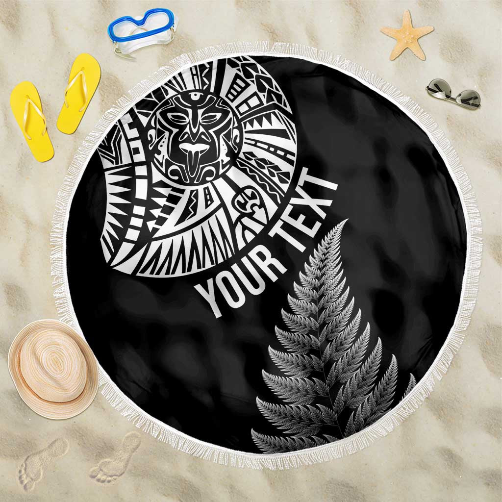 Personalised New Zealand Maori Art Tattoo and Silver Fern Beach Blanket