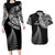 Personalised New Zealand Maori Art Tattoo and Silver Fern Couples Matching Long Sleeve Bodycon Dress and Hawaiian Shirt