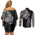 Personalised New Zealand Maori Art Tattoo and Silver Fern Couples Matching Off Shoulder Short Dress and Long Sleeve Button Shirt