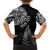 Personalised New Zealand Maori Art Tattoo and Silver Fern Family Matching Off Shoulder Short Dress and Hawaiian Shirt