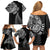 Personalised New Zealand Maori Art Tattoo and Silver Fern Family Matching Off Shoulder Short Dress and Hawaiian Shirt