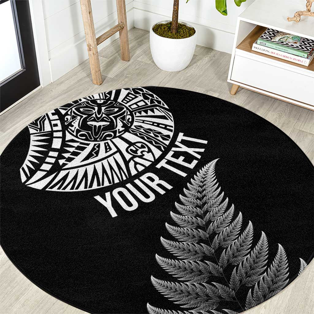 Personalised New Zealand Maori Art Tattoo and Silver Fern Round Carpet