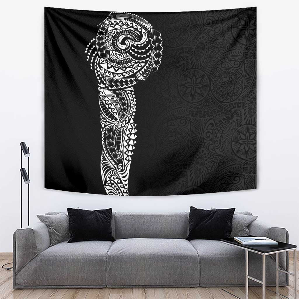Polynesian Art Traditional Tattoo Pattern Tapestry LT03 Black - Polynesian Pride