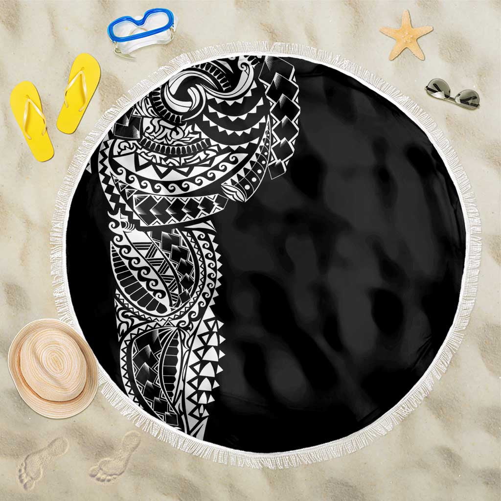 Polynesian Art Traditional Tattoo Beach Blanket Simple Style LT03 One Size 150cm Black - Polynesian Pride