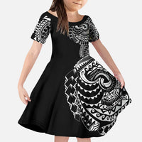 Polynesian Art Traditional Tattoo Kid Short Sleeve Dress Simple Style LT03 KID Black - Polynesian Pride