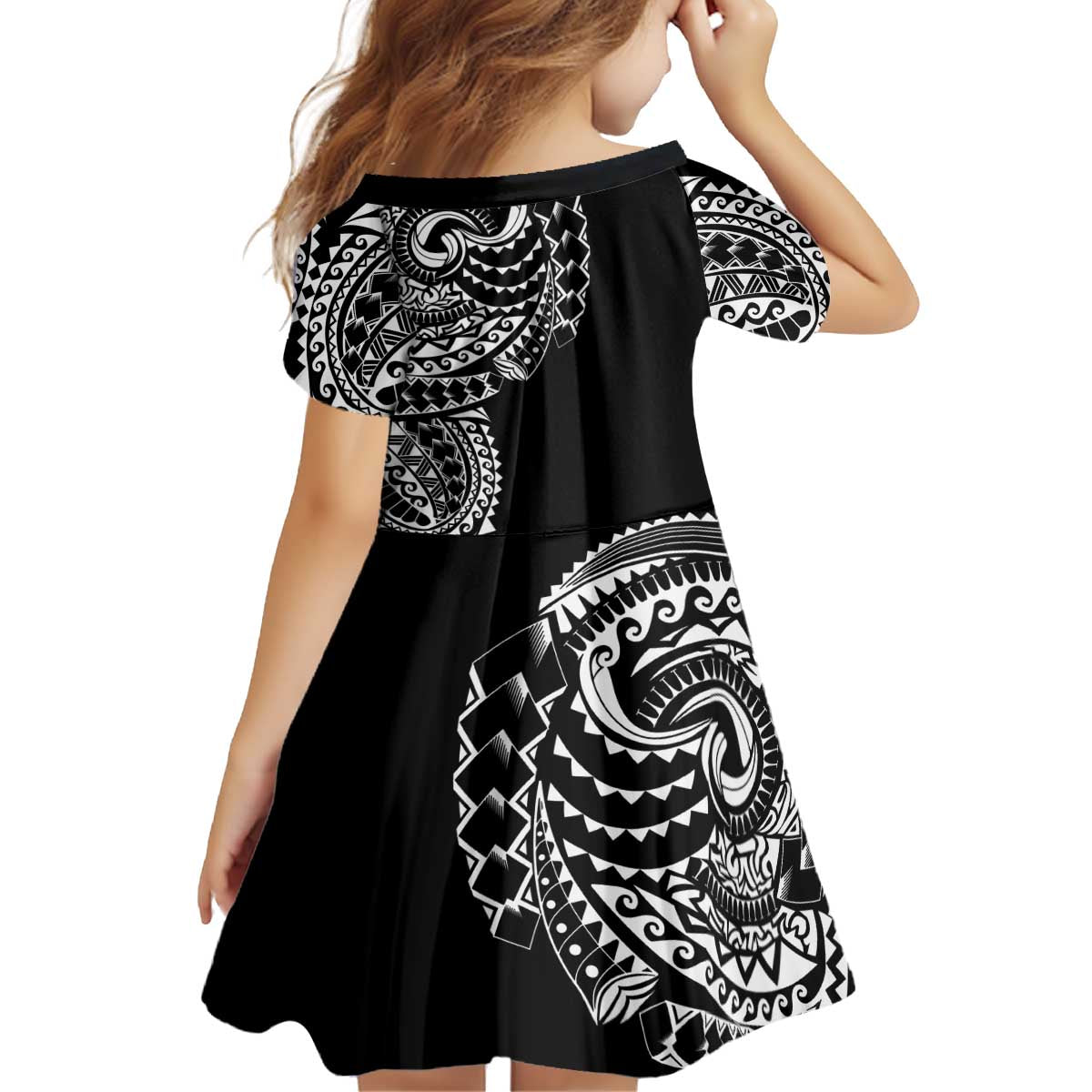 Polynesian Art Traditional Tattoo Kid Short Sleeve Dress Simple Style LT03 - Polynesian Pride